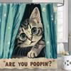 Funny Cat Riding Dinosaur Shower Curtain Cute Animal Surfboard Sea Waves Japanese Landscape Kids Bath Curtains Bathroom Decor