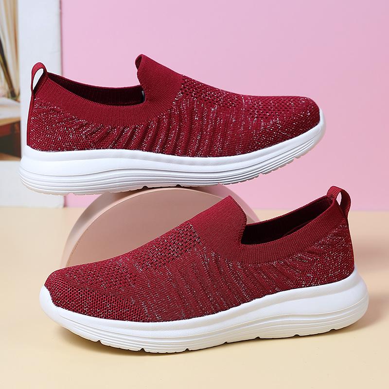 

Большого размера старые пекинские тканевые туфли женские на плоской подошве вязаные туфли-слипоны женские весенне-осенние туфли для мам среднего и пожилого возраста 42 красный