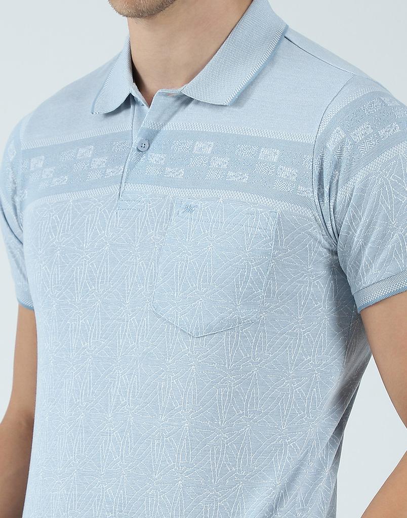 Monte Carlo Mens Self Design Collar Neck T-Shirt