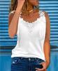 Women's Lace Stitching Cold Shoulder Sleeveless Summer Plus Size Casual Shirt