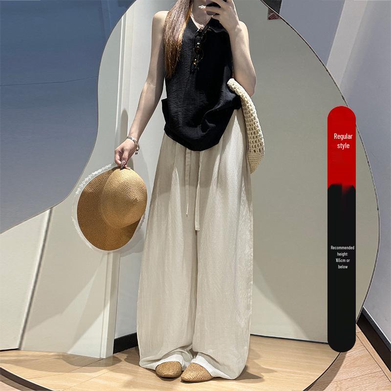 Women's Tencel Linen Wide-Leg Pants - Autumn 2025, Lightweight, Loose Fit, Straight-Leg, Sun Protection Casual Wear.