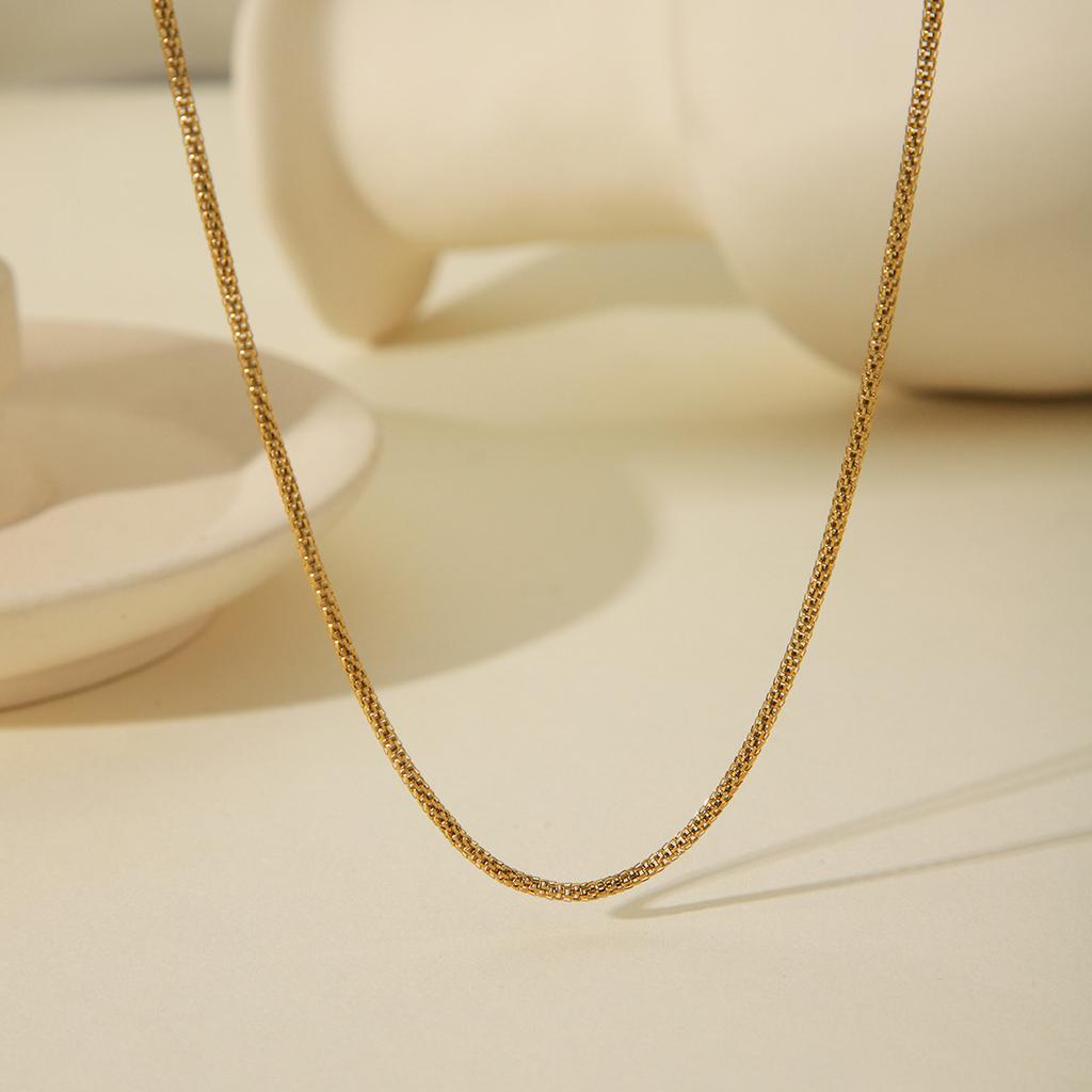 Women's Western Style Ins Trendy Minimalist Non-fading Round Mesh Chain Titanium Steel Necklace