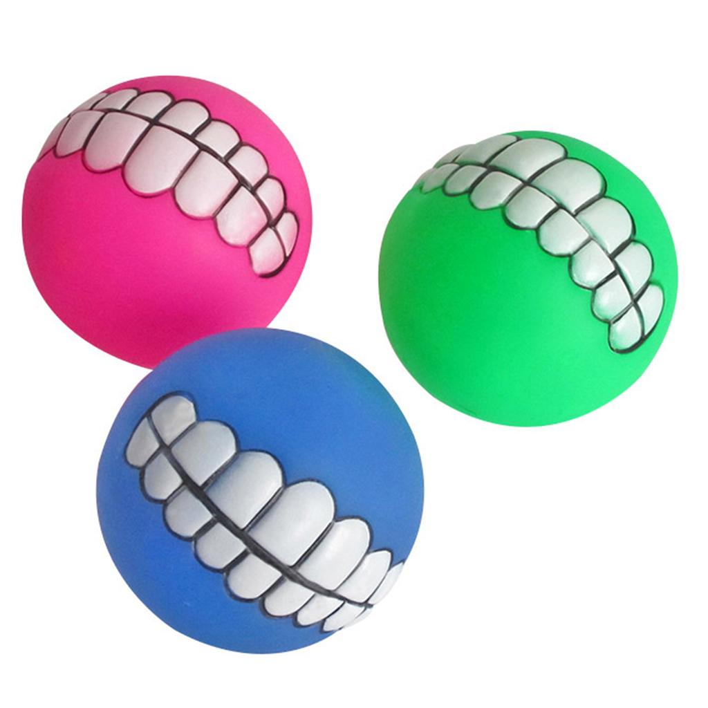 Vinyl Ball With Teeth Dog Toy Colorful Funny Squeaky Sound Dog Puppy Play Toys For Indoor Outdoor