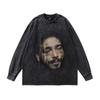 American Hip-Hop Portrait Direct Injection Printing Long-Sleeved T-Shirt Autumn Retro Crew Neck Sweater For Men And Women