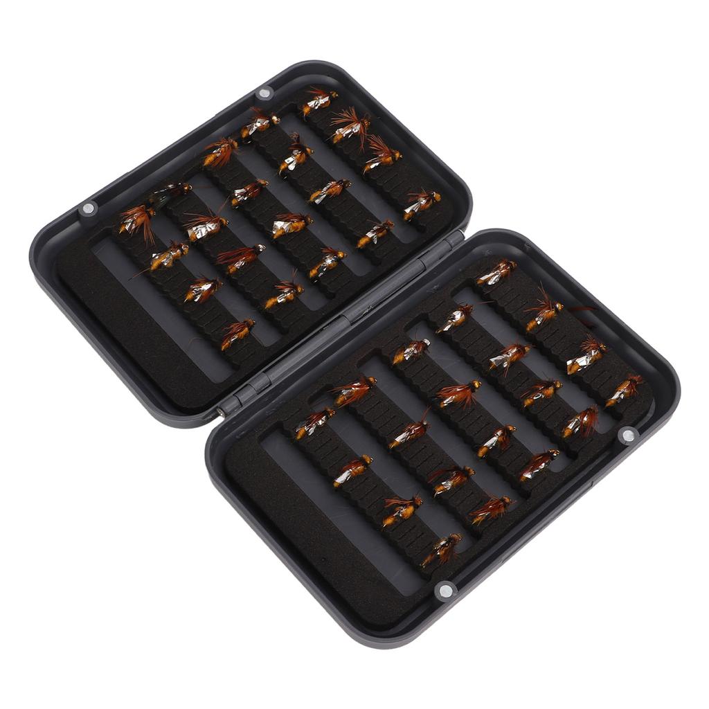 40pcs Fly Fishing Flies Kit with Waterproof Box Conspicuous Colours Hand Knitting Stainless Steel Fly Fishing Lure for