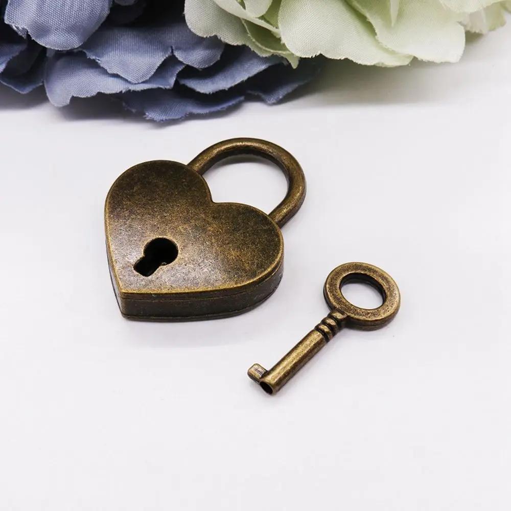 Suitcase Diary Book Heart Shape Travel Zinc Alloy Wedding Padlock Hardware Love Heart Lock Locks медный