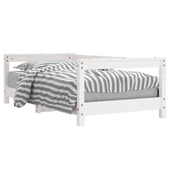 VidaXL Cadre de Lit pour Enfants, Lit Simple avec Tête de Lit et Pied de Lit, Meuble de Chambre à Coucher, Scandinave, Blanc 834397