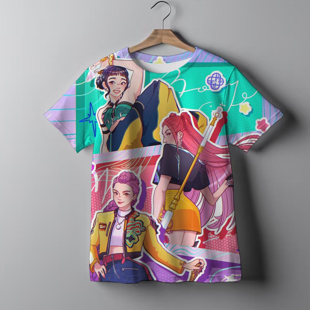 Dětské oblečení KPop Lovci démonů Módní ležérní topy s kulatým výstřihem a krátkým rukávem Dívky Chlapci K-Pop Lovci démonů Dárkové tričko pro fanoušky