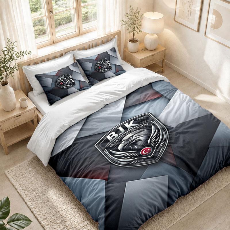 Bettwäsche-Set 1 Bettbezug 2 Kissenbezüge Beşiktaş FC Aufdruck Schlafzimmer Heimdekoration