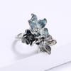 Export Simple Chinese Style Splashing Ink Effect Epoxy Inlaid Zircon Retro Flower Women'S Ring