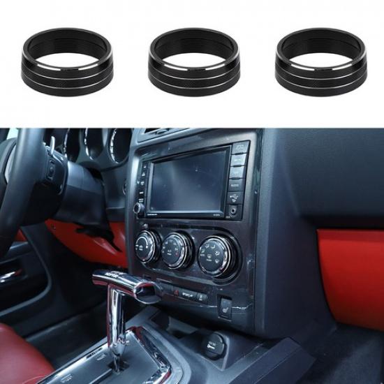 Black Air Condition Switch Button Knob Trim Ring for Dodge Challenger 2009-2014