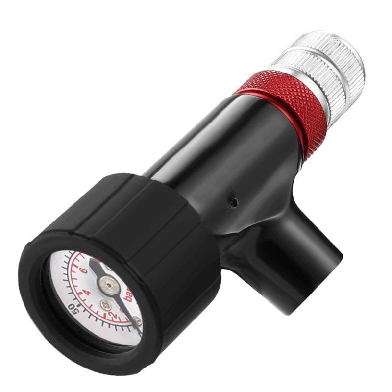 

Mountain Bike CO2 Inflator Head Quick Pumping Bicycles Pump with Pressure Gauge Aluminum Alloys CO2 Bike Tire Inflator 1