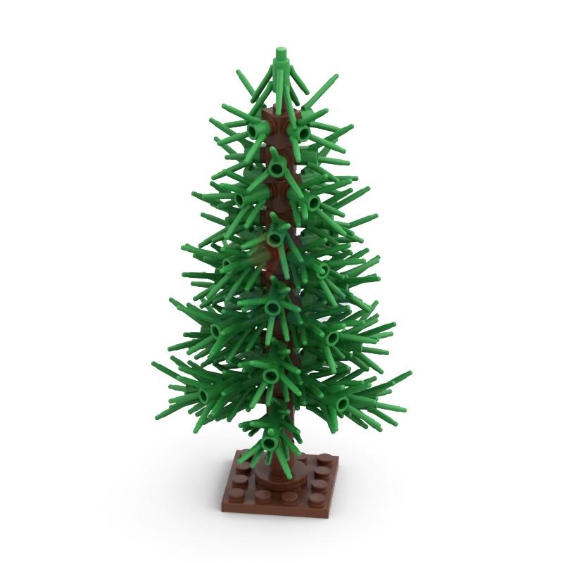 Non-Toxic 138 Pcs Cedar Tree Model Green Scenery Landscape Building Blocks Moc City Street Scene Plants Decoration Bricks Kid Toy Gifts
