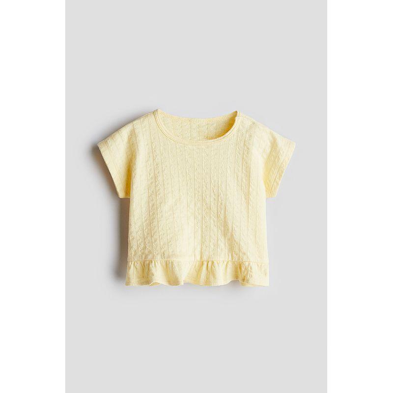 

Детская одежда HM Футболка для малышки 2025 Осень Новое поступление Мягкая текстура с оборками Короткий рукав Топы 1282705 Yellow 100/56((2-3Y))