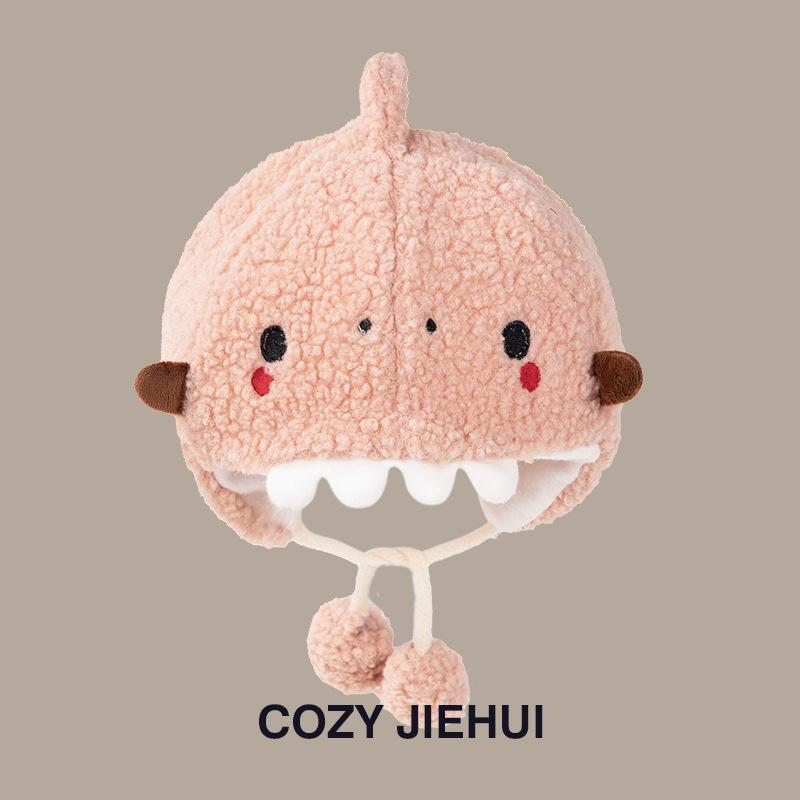 

Cute super cute baby hat autumn and winter plush hat infants, boys and children winter ear protection warm plush Lei Feng hat розовый