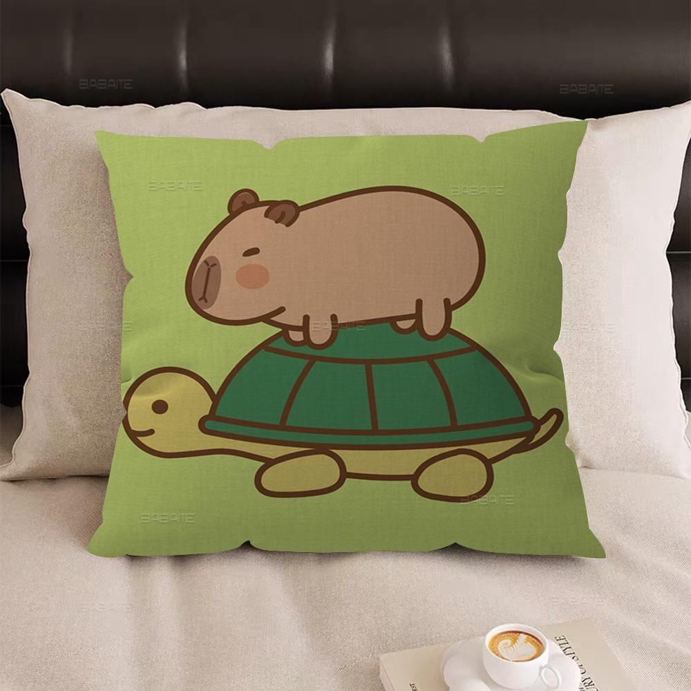 Cute Cartoon Capybara Office Cushion Pillowcase Car Cushion Cover45X45CM Lumbar Pillowcase Sofa Pillowcover