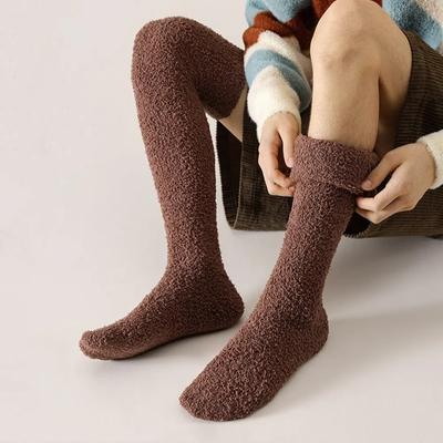 Harajuku Woolen Coral Fleece Socks Ins Long Tube Stockings JK Over-knee Anti-slip Floor Socks College