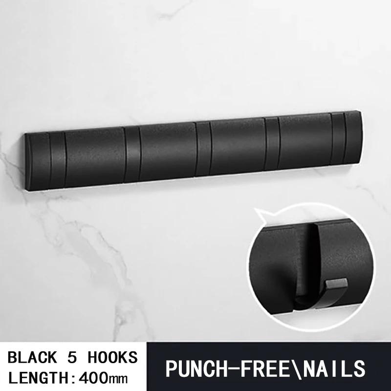 Black Golden Robe Hooks Folding Towel Hanger Nail Free Installation Wall Hooks Coat Clothes Holder Rack Coats 1-6 Hook Bathroom