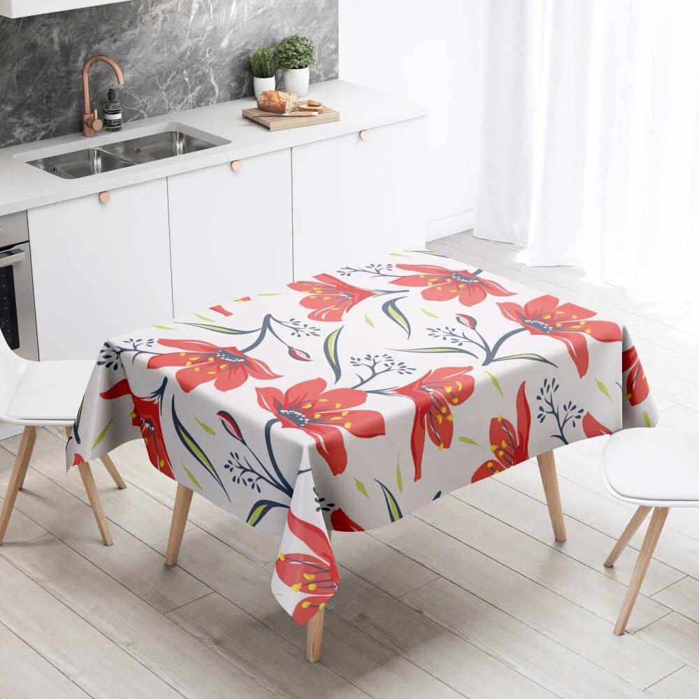 Cartoon Maple Leaf Floral Tablecloth Home Decor Anti-Stain Waterproof Table Decoration Rectangular Kitchen Fireplace Countertop