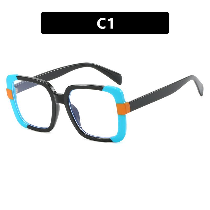Damebriller personlig fargeblokk firkantet brilleinnfatning anti-blått lys optisk brilleinnfatning godteri farge flatt speil