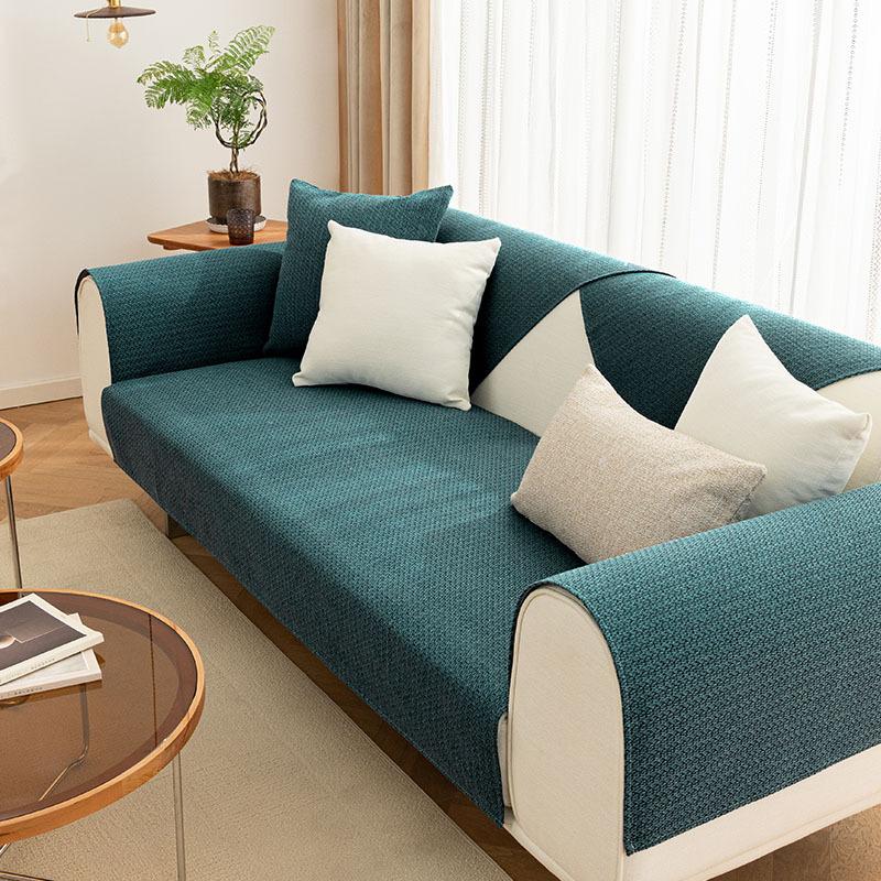 Hemp Living Room Sofa Cushion Four Seasons Universal Solid Color Cloth Liner Cover Towel Non-Slip Sofa Cover