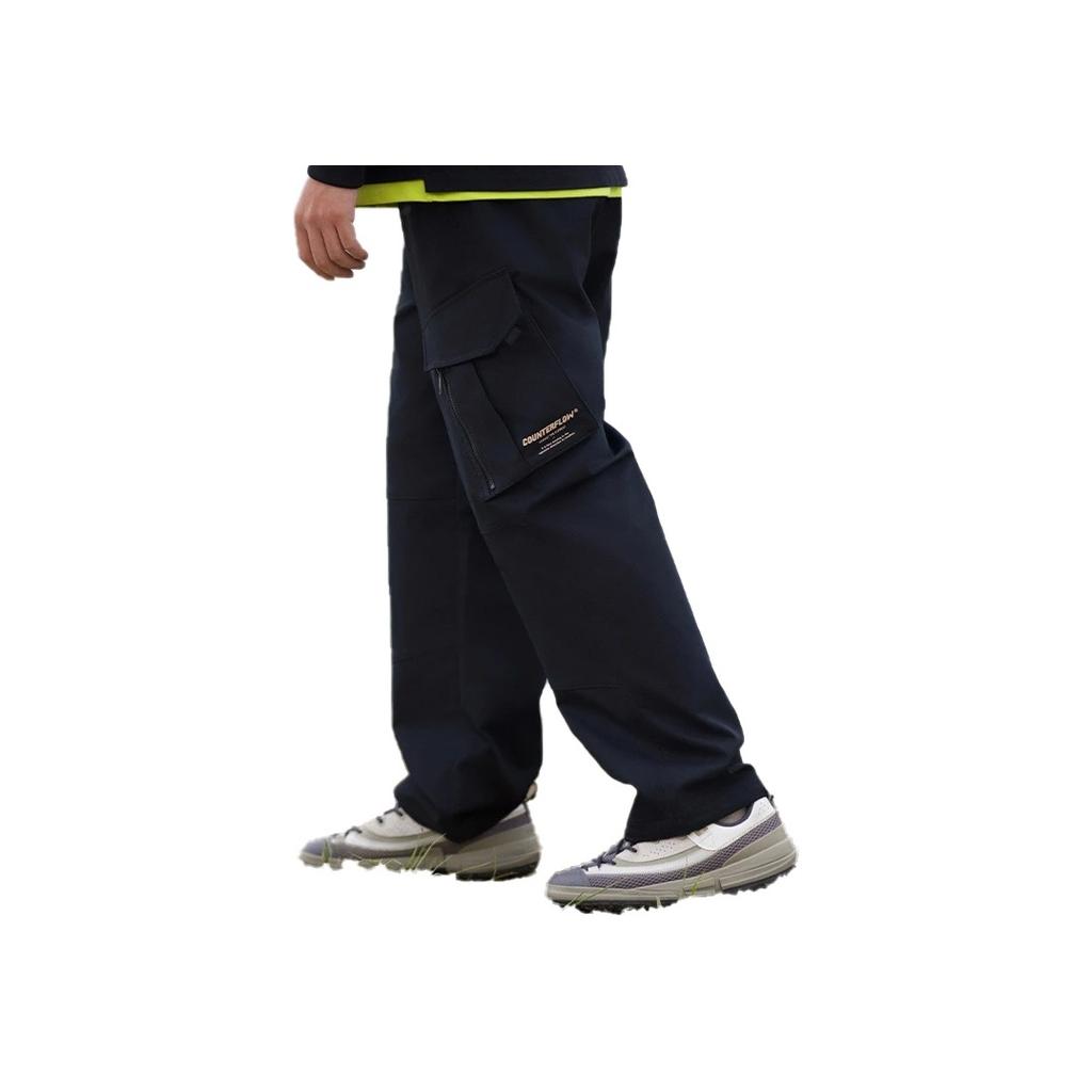 Li Ning CF Series 2023 Autumn Winter New Solid Color Straight Leg Knitted Sports Pants Men bottoms Black AYKT823-1