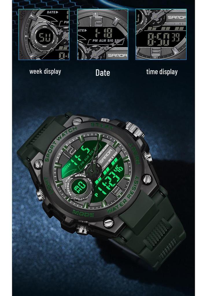 Sanda Men's Waterproof Tactical Sports Watch - Outdoor Multifunctional Military Style Student Wristwatch