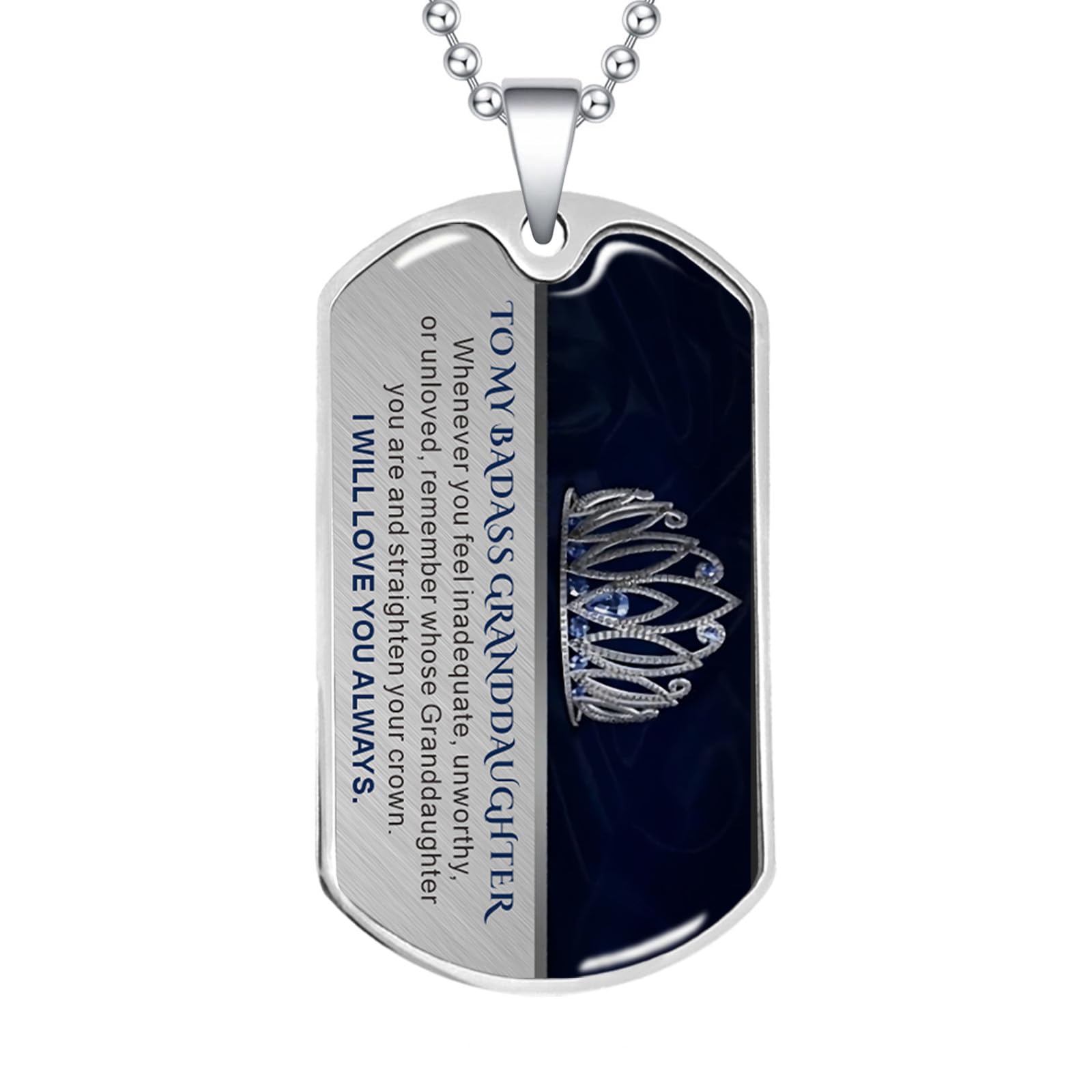 

To my badass Granddaughter Necklace Dog Tag personalized necklace gift from Grandma Grandpa Gift for birthdays, holidays, and Christmas