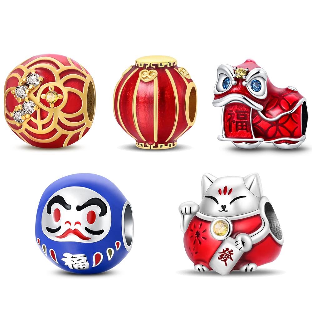 Red lantern Bead Components Copper Metal Colors Designed For Charm Bead Components Copper Metal Colors Authentic Original Bracelet High Quality Fine