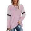 Spring and Autumn Women's T-Shirt Long Sleeve Patchwork Crew Neck Casual Loose Printed Top