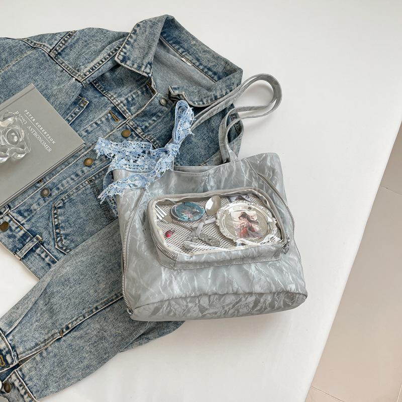 Fashion Transparent Shoulder Bag Women's 2025 New Versatile Simple Large-capacity Tote Bag, Foreign Style Student Backpack Tide