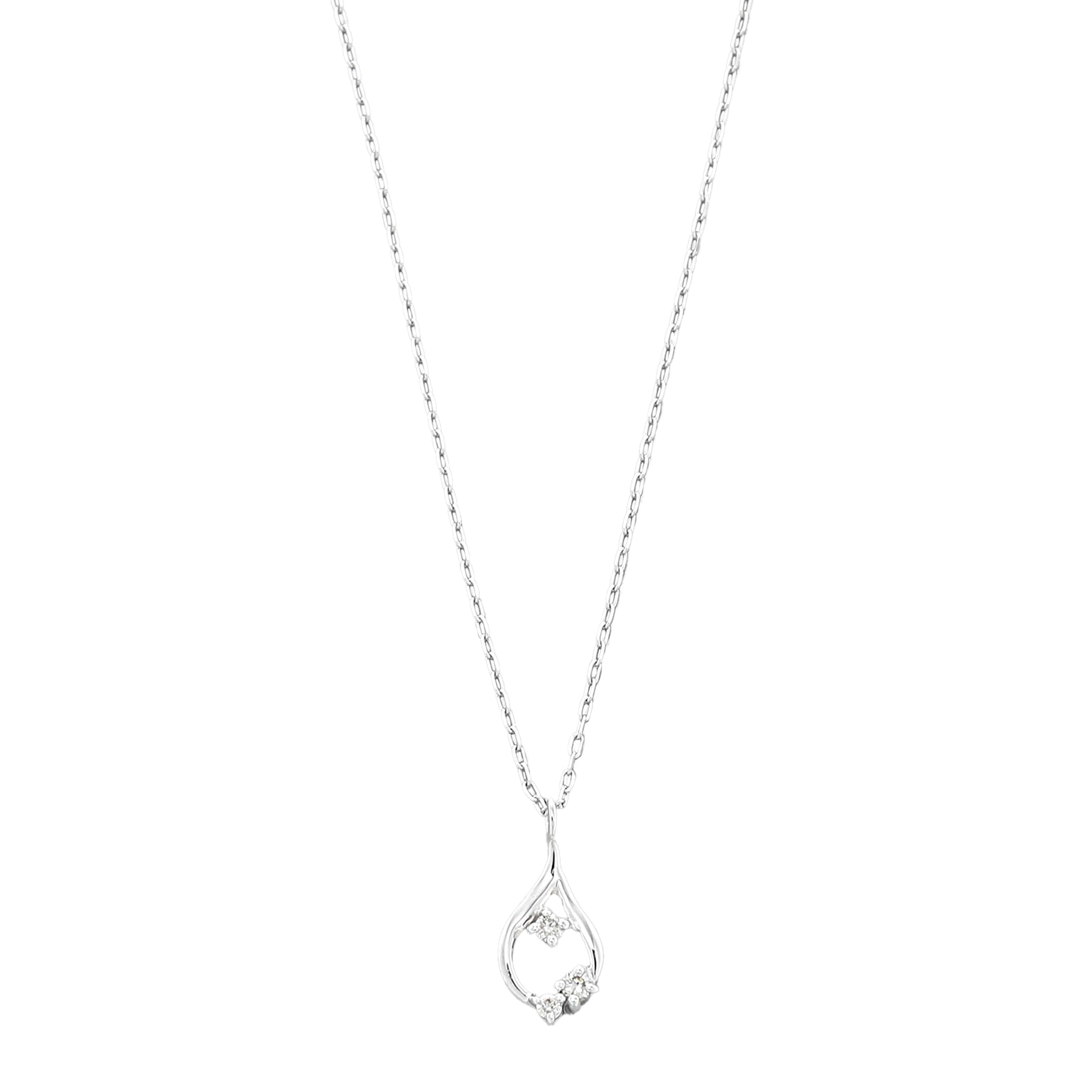 

Estelle Official Women s Necklace, 10K White Gold with Diamonds and Drop Motif, 0442-0249-0020-0000