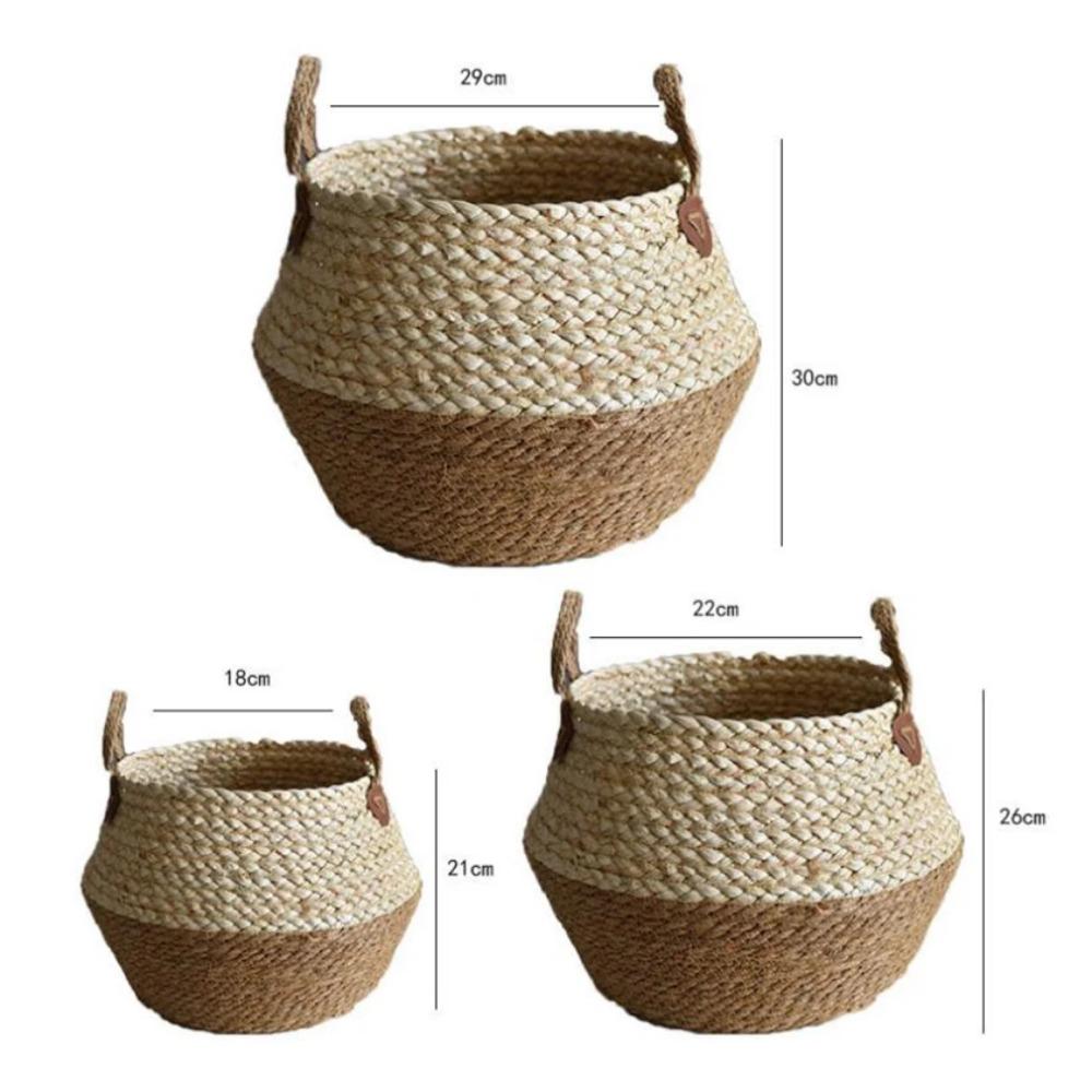 Bamboo Seagrass Storage Baskets Wicker Basket Plant Nordic Style Garden Flower Pot Laundry Basket Container Toy Holders