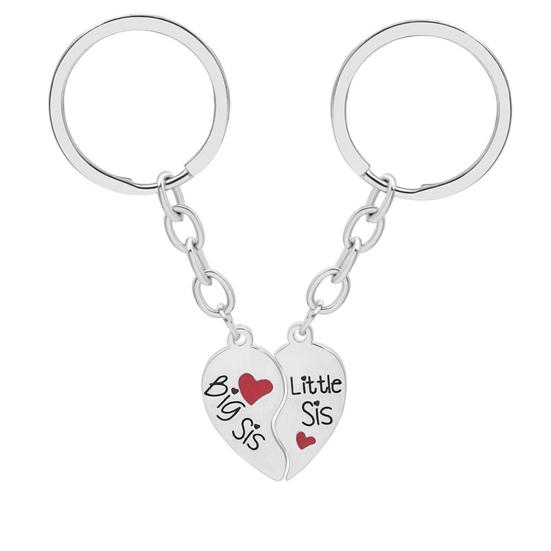 2 Set Sister Necklace Heart Shape Durable Stainless Cute Key Ring