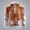 Men's Skeleton Ribcage Red Black Rose Full Print Hoodie Halloween Gothic Long Sleeve Hooded Sweatshirt For Club Street Style
