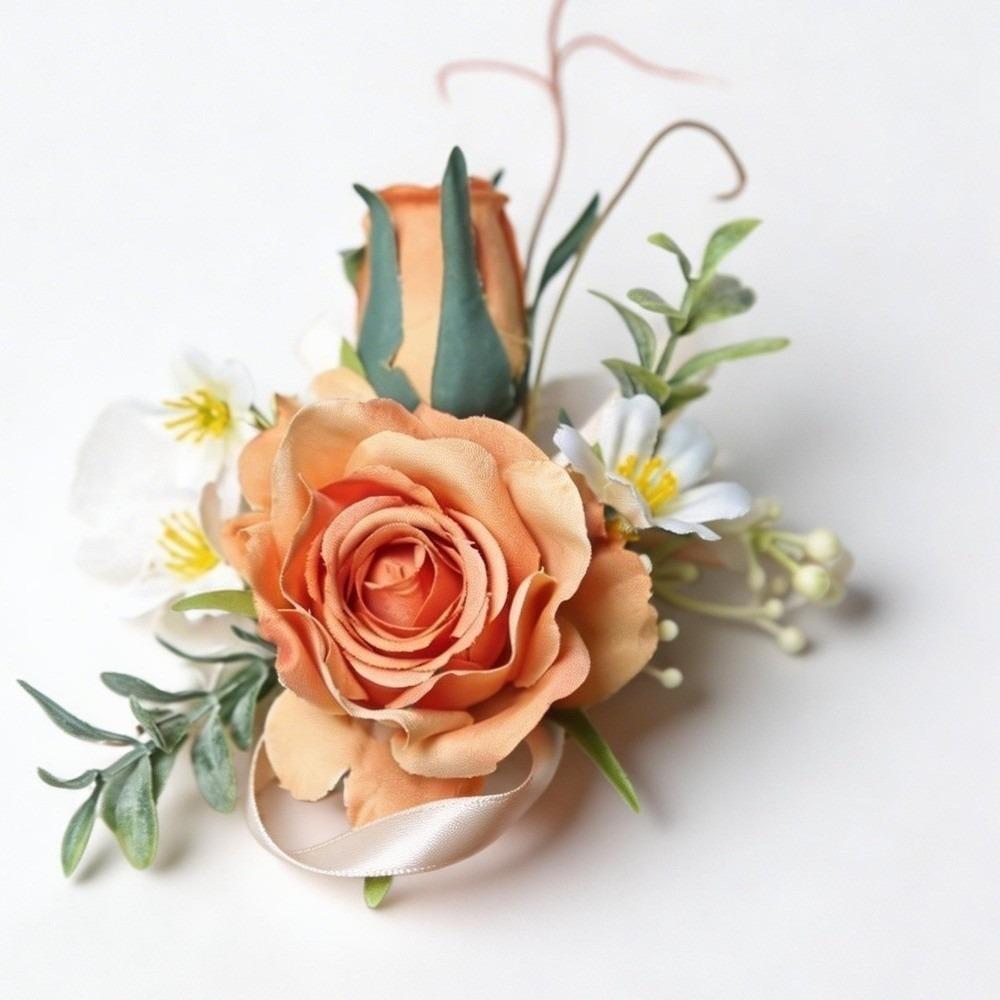 Eleganckie Sztuczne Boutonniere Kwiaty Jedwabne Kwiaty Kwiat na Piersi Pana Broszka z Róży Studniówka