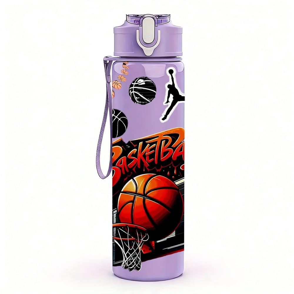 1 PZ Giocatore di Pallacanestro Dinamico Sportivo Pop Art 750ml Colore Plastica Borraccia Sportiva Anti-perdita Tappo a Flip con Cannuccia Adatto per Sport Ufficio Uso Domestico