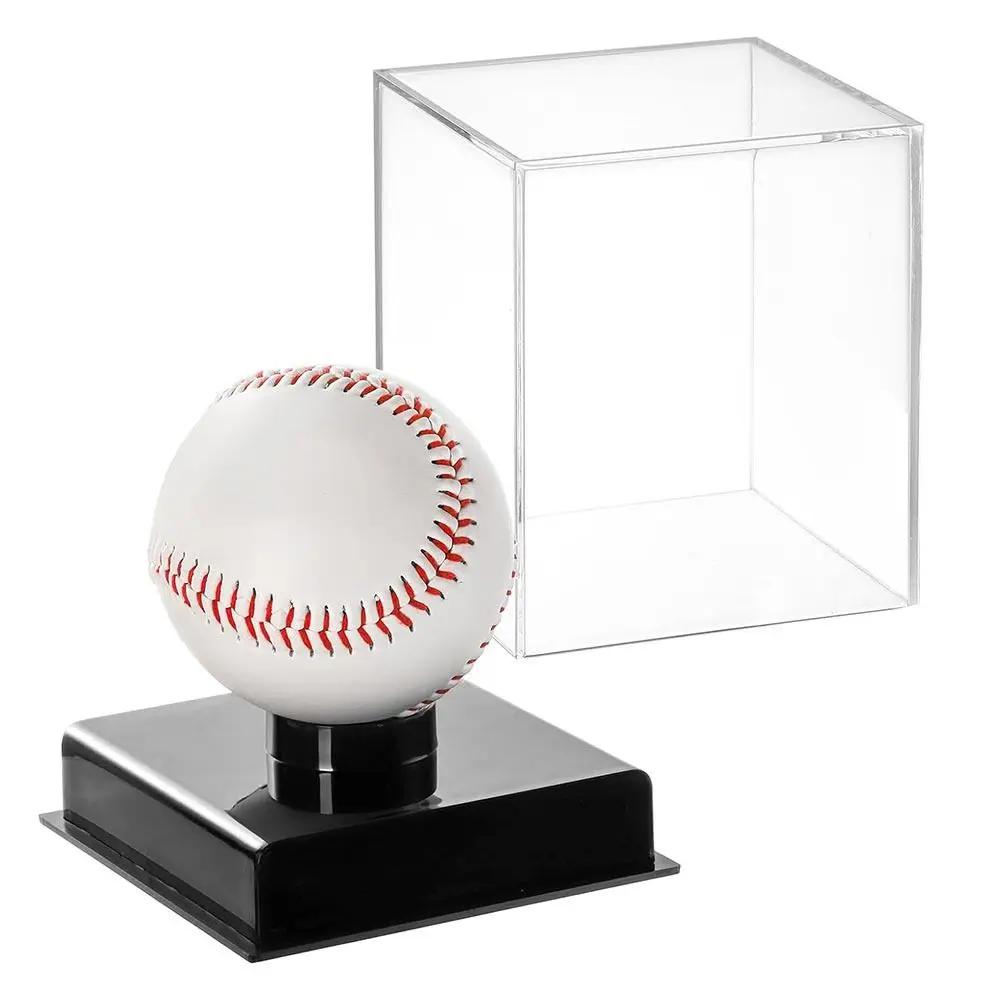 Baseball Display Case with Base Acrylic Clear Golf Tennis Holder Square Cube Ball Protector Souvenir Autograph Display Box