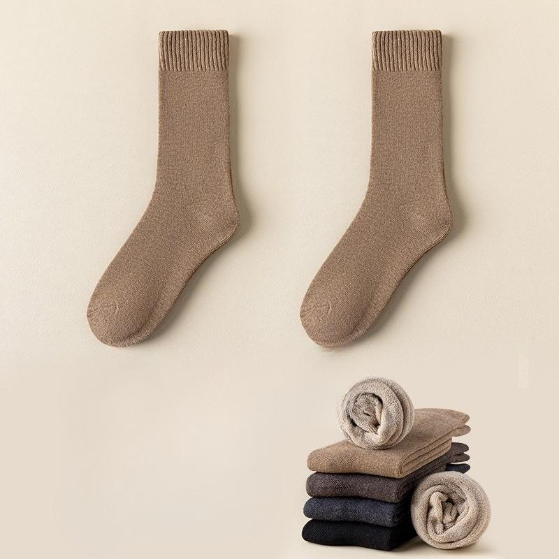 

Мужские осенне-зимние новые толстые носки-гольфы с плюшем, дезодорирующие, однотонные 1 pair кофейный