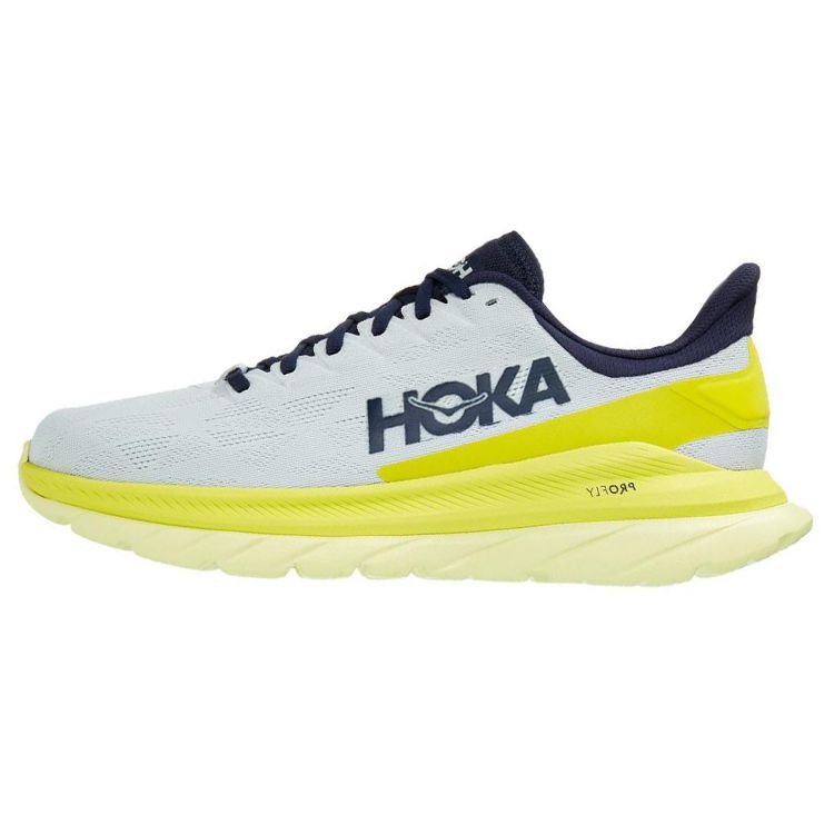 HOKA Mach 4 Blue Flower Citrus Men Sneakers White 1113528-BFCT