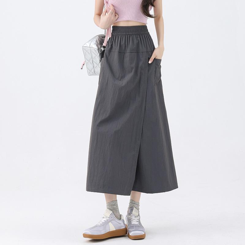 

Spring and summer thin large size high waist loose casual pants fat sister mm meat covering and thin wide leg overalls skirt XXL