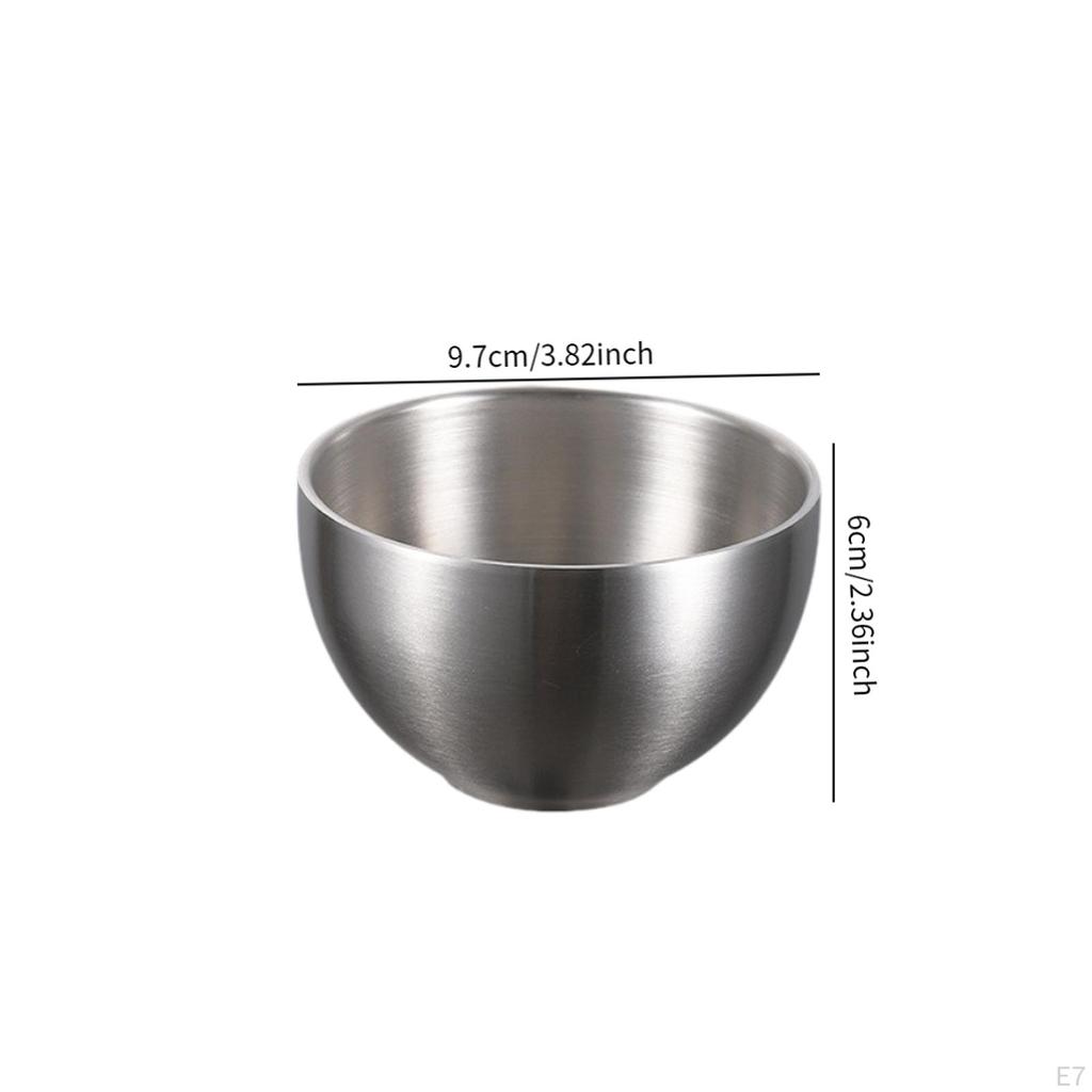 Ice Cream Bowl Stainless Steel Double Layer Insulated Stackable Snacks Soup Rice