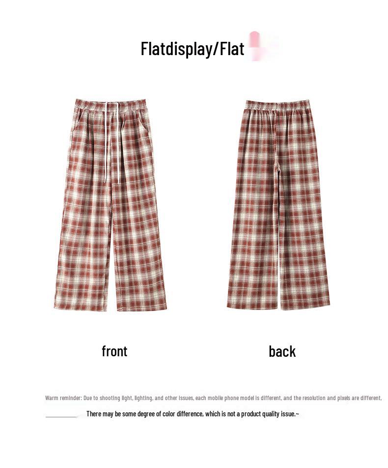 Plaid Elastic Waist Casual Petite Pants - Plus Size, Versatile Spring/Summer Style
