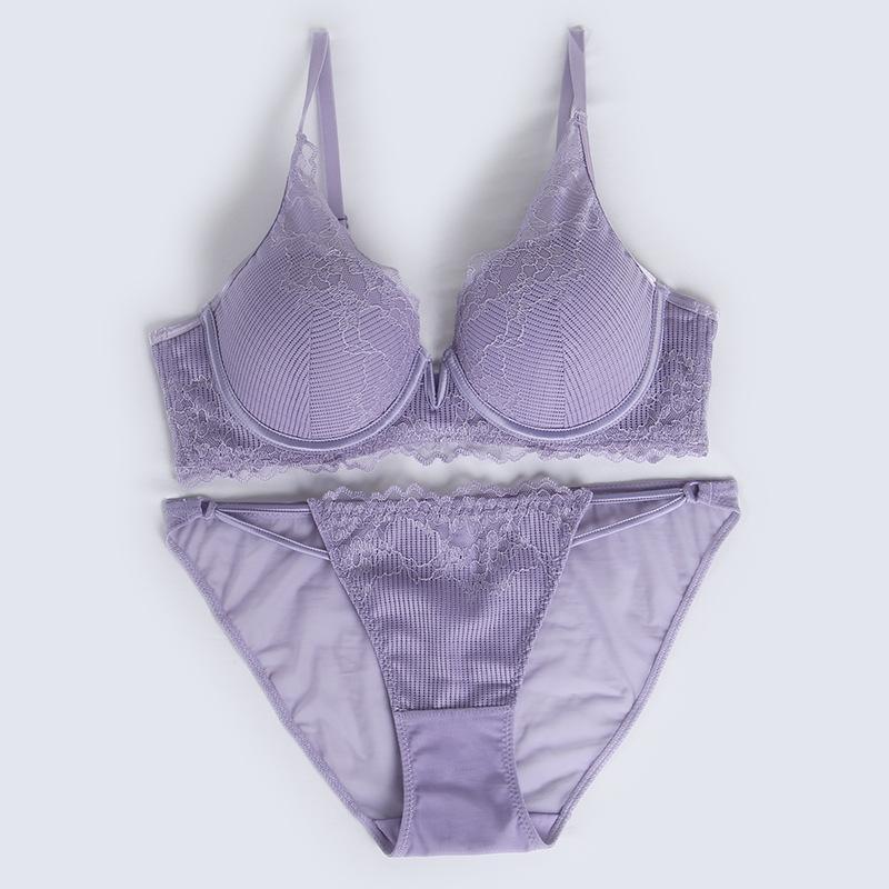 

Сексуальное кружевное французское нижнее белье женское мягкое на косточках, маленькая грудь собирает бюстгальтеры, большая грудь показывает маленькую защиту от провисания верхняя поддержка чашка бюстгальтера 85C фиолетовый