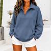Women S Half Zip Polo Neck Loose Long Sleeve Pullover Sweatshirt