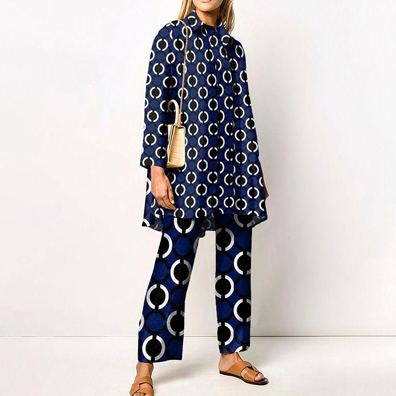 Autumn Creative Print Two-Piece Set Fall Fashion Print Casual Long-Sleeve Suit