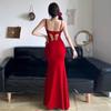 Schwarz Rot Maxi Kleid Frauen Elegante Hot Girl Hohl Schmetterling Retro Hosenträger Ärmelloses Kleid Weibliche Taille Sexy Mädchen Langes Kleid