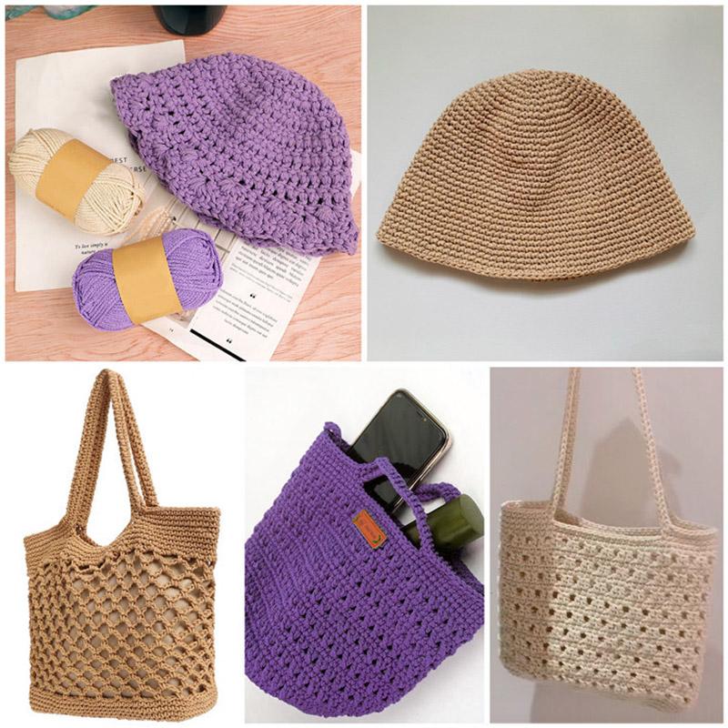 100g/Roll Cotton Linen Thread Lace Crochet Yarn Linen Thread Round Strand Hollow Cotton Yarn Thick DIY Hat Hand-woven Supplies