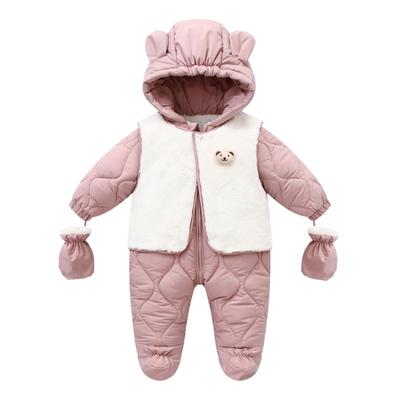 Baby Cotton Coat Baby Crawling Clothes Winter Childrens Thickened Bodysuit Baby Clothes Warm Hooded Jumpsuit Outing Suit