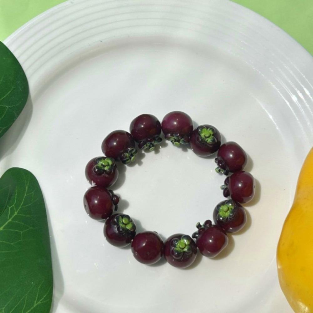 3D Fruit Resin Fruit Bracelet Elastic Rope Cartoon Bracelet Y2K Fruit Beaded Bracelet  Summer